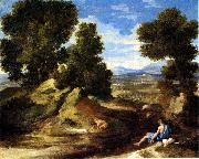 Nicolas Poussin, Landscape with a Man Drinking or Landscape with a Man scooping Water from a Stream